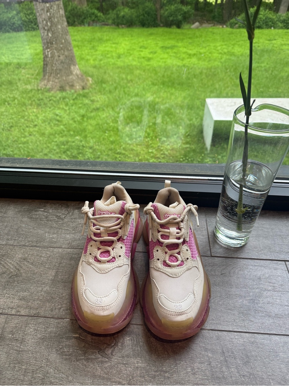 Balenciaga Pink and Cream Chunky Sneakers